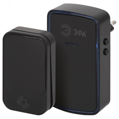 Звонок дверной беспроводной LED подсветка от сети чёрный 38 мелодий KINETIC C102