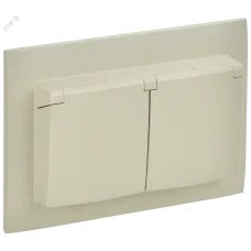 SKANDY Розетка 2-местная и крышкой 16А в сборе IP44 SK-R12B бежевый IEK