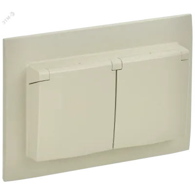 SKANDY Розетка 2-местная и крышкой 16А в сборе IP44 SK-R12B бежевый IEK