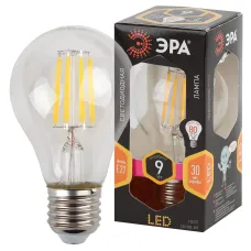 Лампочка светодиодная ЭРА F-LED A60-9W-827-E27 Е27 / Е27 9 Вт филамент груша теплый белый свет
