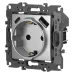 Розетка ЭРА Серия 12 12-4108-03 2P+E 16A-250В со шторками с USB type-A+C 5В-3А алюминий