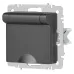 Розетка Intro Accent 6-203-07 2P+E Schuko с крышкой, 16А-250В, IP20, СУ, AL/CU, графит