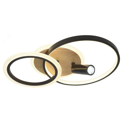 Светильник потолочный светодиодный ЭРА Модерн Rondo CLL-1-85-RC BK с ДУ 85W 3000-6500К черный/дерево