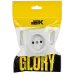 GLORY Розетка 1-местная для открытой установки без заземления без защитных шторок 10А РС20-2-ХБм белый матовый IEK