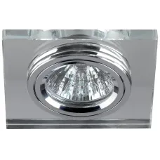 DK8 CH/WH Светильник ЭРА декор стекло квадрат MR16,12V/220V, 50W, хром/зеркальный (50/2100)