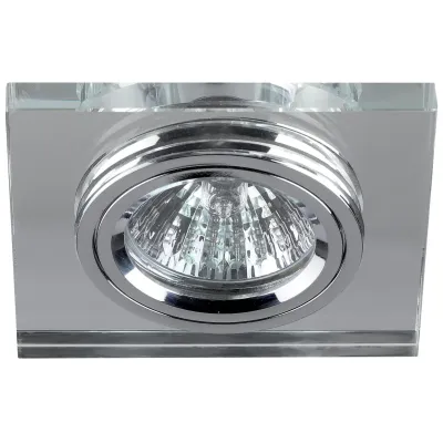 DK8 CH/WH Светильник ЭРА декор стекло квадрат MR16,12V/220V, 50W, хром/зеркальный (50/2100)