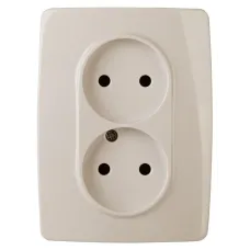 12-2107-02 ЭРА Розетка 2X2P, 16A-250В, IP20, Эра12, слоновая кость (10/100/1600)