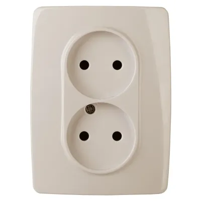 12-2107-02 ЭРА Розетка 2X2P, 16A-250В, IP20, Эра12, слоновая кость (10/100/1600)