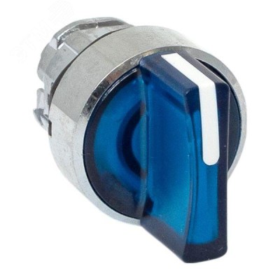 Исполнительный механизм переключателя ХB4 синий на 3 положения возвратный без фиксации, с подсветкой с короткой ручкойой IP65