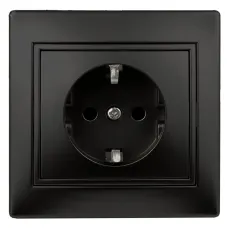 Розетка Intro Plano 1-206-05 с заземлением 2P+E Schuko со шторками, 16А-250В, IP20, СУ, антрацит