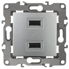 12-4110-03 ЭРА Устройство зарядное USB, 230В/5В-2100мА, IP20, Эра12, алюминий (6/60/1920)
