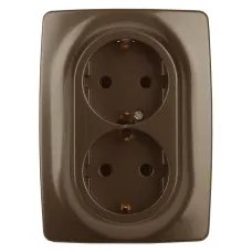 12-2108-13 ЭРА Розетка 2X2P+E Schuko со шторками, 16A-250В, IP20, Эра12, бронза (10/100/2000)