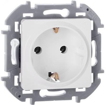 Розетка 1-местная с заземлением без защитных шторок 16А белый INSPIRIA