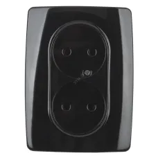 12-2107-06 ЭРА Розетка 2X2P, 16A-250В, IP20, Эра12, чёрный (10/100/1600)