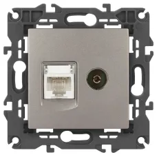 Розетка ЭРА Elegance 14-3110-16 RJ45+TV, титан