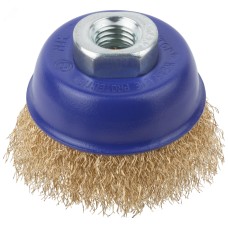 Щетка для УШМ, М14, Чашка, латунированная витая проволока 0,3 мм, 65 мм, блистер, Profi