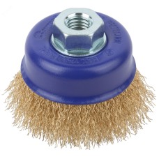 Щетка для УШМ, М14, Чашка, латунированная витая проволока 0,3 мм, 75 мм, блистер, Profi