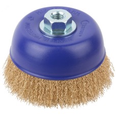 Щетка для УШМ, М14, Чашка, латунированная витая проволока 0,3 мм, 125 мм, блистер, Profi