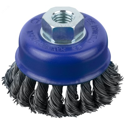 Щетка для УШМ, М14, Чашка, крученая витая проволока 0,5 мм, 75 мм, блистер, Profi