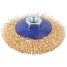 Щетка для УШМ, М14, Тарелка, латунированная витая проволока 0,3 мм, 100 мм, блистер, Profi