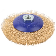 Щетка для УШМ, М14, Тарелка, латунированная витая проволока 0,3 мм, 125 мм, блистер, Profi