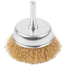 Щетка для дрели, Чашка, латунированная витая проволока 0,3 мм, 65 мм, блистер, Profi