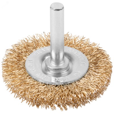 Щетка для дрели, Плоская, латунированная витая проволока 0,3 мм, 50 мм, блистер, Profi
