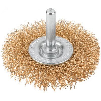 Щетка для дрели, Плоская, латунированная витая проволока 0,3 мм, 65 мм, блистер, Profi