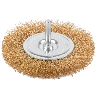 Щетка для дрели, Плоская, латунированная витая проволока 0,3 мм, 100 мм, блистер, Profi