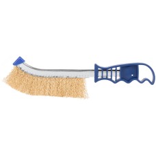 Щетка зачистная, латунированная витая проволока 0,3 мм, пластиковая ручка, 250 мм, блистер, Profi