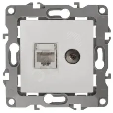 12-3110-01 ЭРА Розетка комбинированная RJ45+TV, IP20, Эра12, белый (10/100/3200)