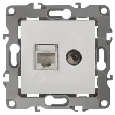 12-3110-01 ЭРА Розетка комбинированная RJ45+TV, IP20, Эра12, белый (10/100/3200)
