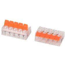 Клемма ЭРА NO-225-431 универсальная 221-415 компактная с рычагами 5-проводная 0.2-4 мм2 (упаковка 2 шт.)