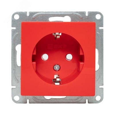 Эпика Механизм розетки 16А с заземлением со шторками красный EKF