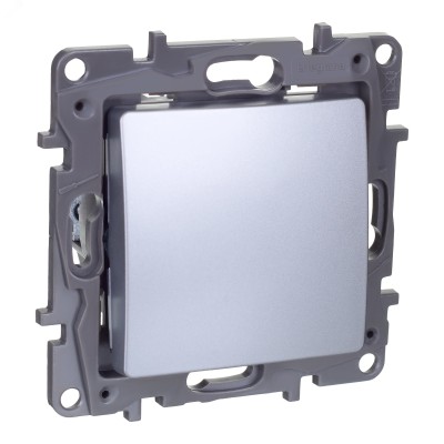 Выключатель 1-клавишный 10АХ перекрестный алюминий ETIKA