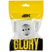 GLORY Розетка 1-местная для открытой установки с заземлением без защитных шторок 16А РС20-3-ХБм белый матовый IEK