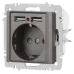 Розетка Intro Accent 6-410-09 P+E Schuko со шторками, 16А-250В + 2хUSB, IP20, СУ, титан