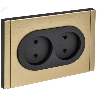 FORTE&PIANO Розетка 2-местная без заземления с защитными шторками безвинтовое крепление 10А FP625M металл шампань IEK