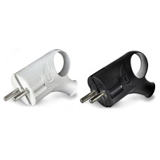 Вилка угловая с ушком с заземлением белая (16 А, 250 В) ''UNIVERSAL''