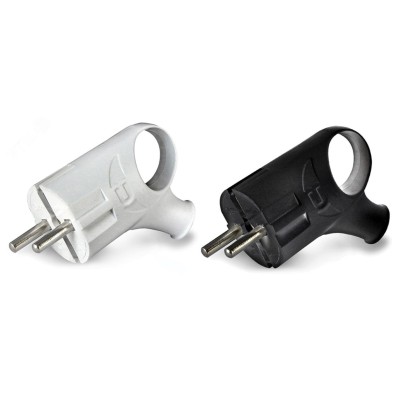 Вилка угловая с ушком с заземлением белая (16 А, 250 В) ''UNIVERSAL''