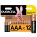 Duracell батарейки щелочные размера AAA, 12 шт. в упаковке