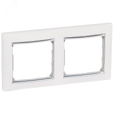 Рамка 2п гор Белый/Серебр VLN