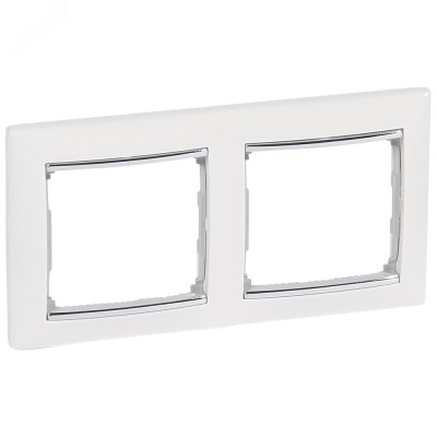 Рамка 2п гор Белый/Серебр VLN