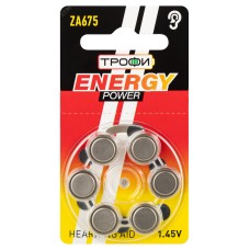 Элемент питания ZA675-6BL ENERGY POWER Hearing Aid Трофи