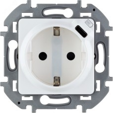 Розетка 1-местная с заземлением с защитными шторками 16А с USB C 5В безвинтовое крепление белый INSPIRIA