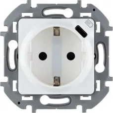 Розетка 1-местная с заземлением с защитными шторками 16А с USB C 5В безвинтовое крепление белый INSPIRIA