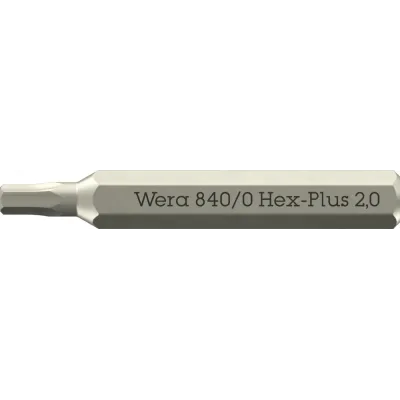 Бита с внешним шестигранником, HEX 2.0 мм x 30 мм, хвостовик шестигранный 5/32'' C4.0 (4 мм), 840/0 Micro Hex-Plus