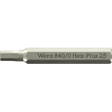 Бита с внешним шестигранником, HEX 2.5 x 30 мм, хвостовик шестигранный 5/32'' C4.0 (4 мм), 840/0 Micro Hex-Plus