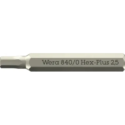 Бита с внешним шестигранником, HEX 2.5 x 30 мм, хвостовик шестигранный 5/32'' C4.0 (4 мм), 840/0 Micro Hex-Plus