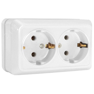 Розетка двухместная с заземлением, открытая установка ''UNIVERSAL''